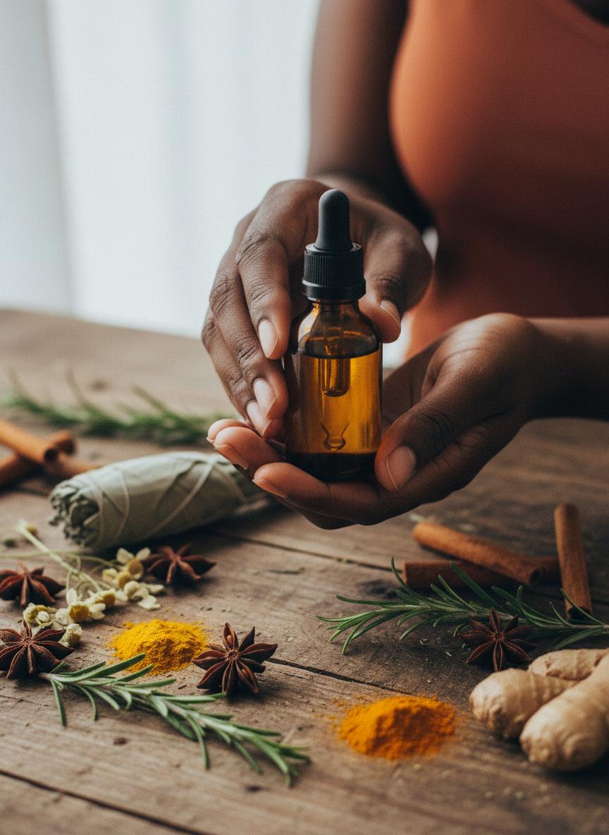 Hands holding Hot Drops jar